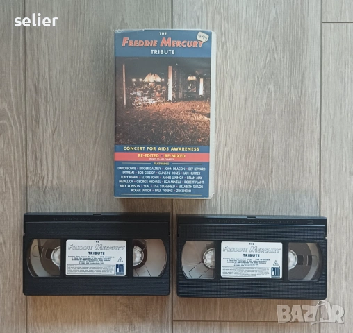 The Freddie Mercury Tribute Оригинална двойна видео касета VHS Издание 🇬🇧 UK 1992г Състояние :VG+ 