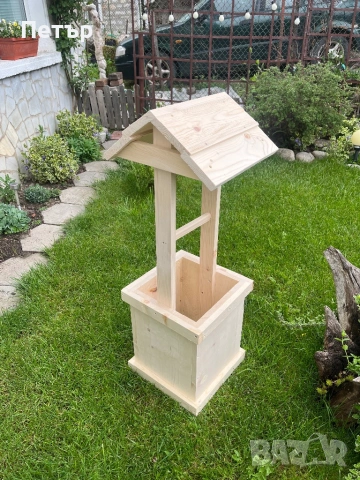 Градински декоративен бунар от масив, снимка 2 - Градински мебели, декорация  - 54369709