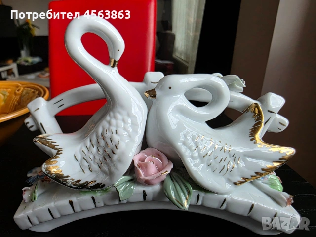 Порцеланова фигурка - лебеди, снимка 2 - Декорация за дома - 55269353