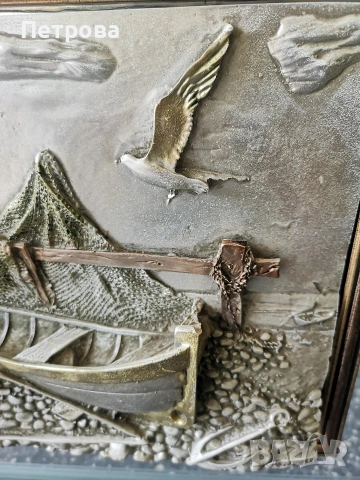 винтажна картина, релеф. , снимка 3 - Картини - 54299359