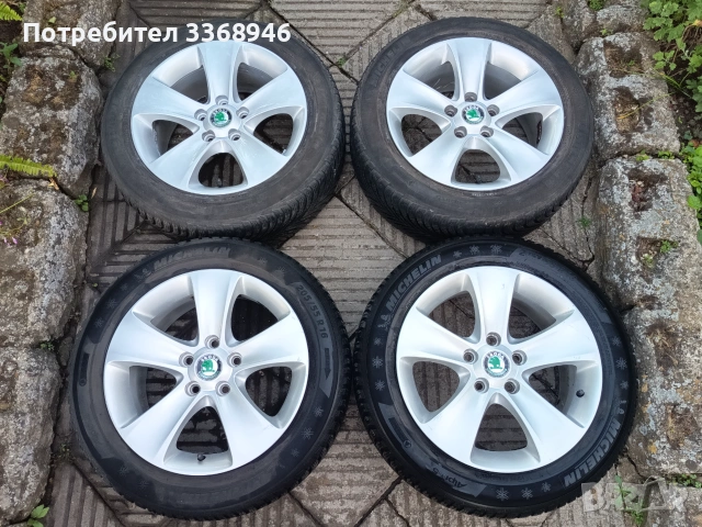 Оригинални джанти Шкода Йети Октавия 16" 5х112 с гуми Skoda YETI OCTAVIA 5x112 Michelin 205/55/16, снимка 2 - Гуми и джанти - 55285664