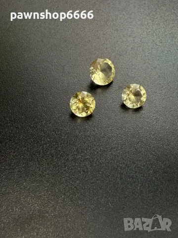 Комплект 3 естествени цитрина – общо 2,15 ct – кръгъл брилянтен, снимка 3 - Бижутерийни комплекти - 55483477