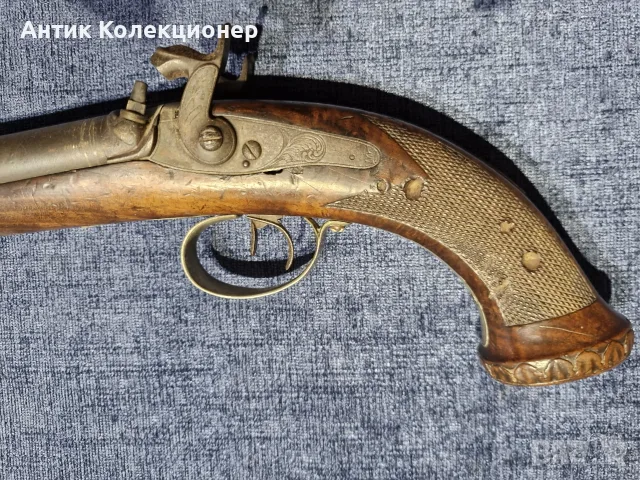двуцевен капсулен пистолет. 45 cm, снимка 6 - Антикварни и старинни предмети - 55565370