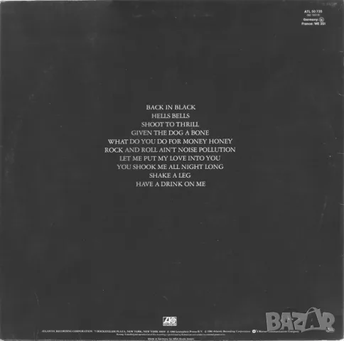 Грамофонна плоча AC/DC – Back In Black, снимка 2 - Грамофонни плочи - 55321724