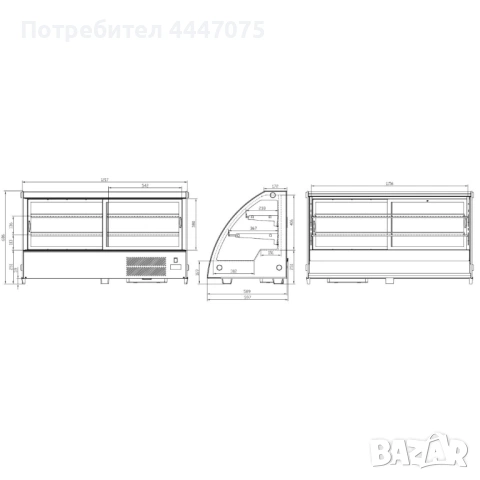 Хладилна витрина 201 л, +2/+10°C, черна, със задни врати за склад, снимка 2 - Обзавеждане на кухня - 54953913