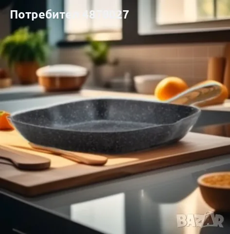 Тиган грил Goldmann, 28x4.5см., 24х7 см., Лят алуминий, Керам. покр., Индукция