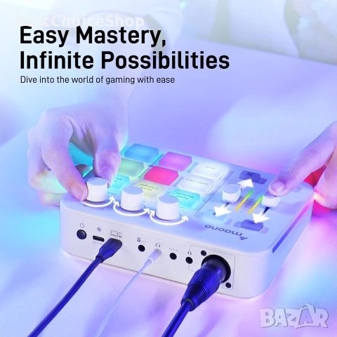 Maono аудио миксер интерфейс професионален, Bluetooth 48V, RGB за стрийминг, подкасти, гейминг, снимка 10 - Други - 55056633