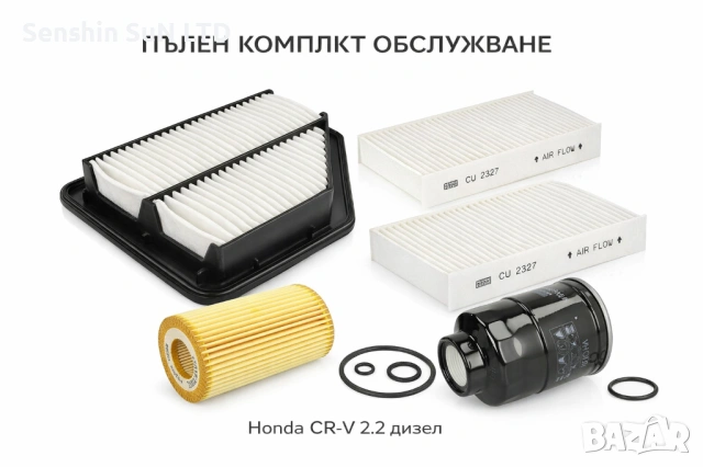 Пълен комплект филтри MANN HONDA CR-V II (RD_) дизел 2.2 CTDi (RD9) - готово обслужване