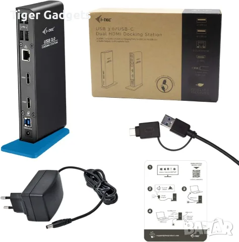 Докинг станция i-tec USB 3.0/USB-C с 2x HDMI, LAN, 6x USB, DisplayLink, Windows, macOS, снимка 4 - Кабели и адаптери - 55309135