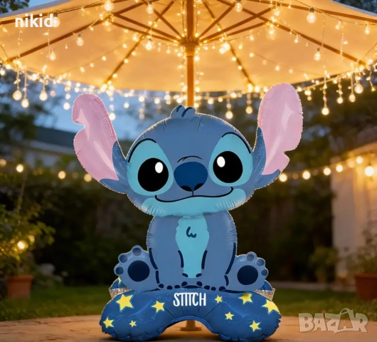 3d Стич Stitch цял ръст на основа балон фолио фолиев хелий или въздух парти рожден ден, снимка 2 - Други - 55158151