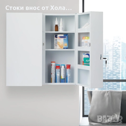 Шкаф за лекарства Relaxdays XXL – метален, стенен, с ключ и 11 отделения, аптечка , снимка 2 - Други стоки за дома - 54919281