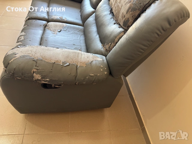 Диван кожен сив двоен , снимка 4 - Дивани и мека мебел - 55128713