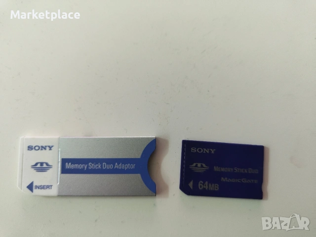 Карта памет Sony Memory stick Duo 64MB с адаптер, снимка 2 - Други - 54746443