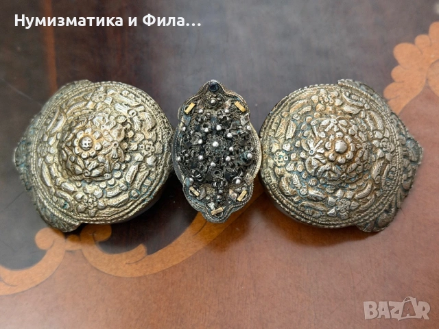 Сребърни момински пафти с филигран от Карлово/ Дъбене
