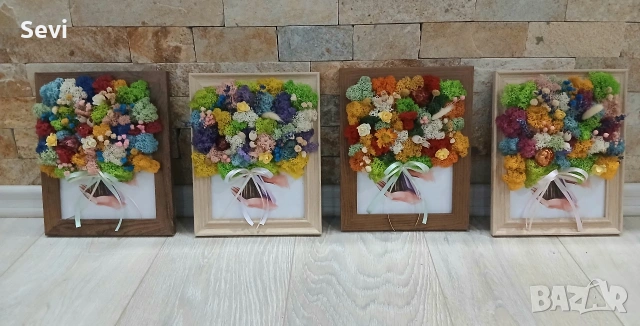 Рамки и кашпи декорирани със скандинавски мъх!, снимка 3 - Декорация за дома - 50265076