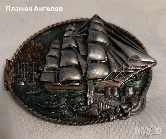 Винтидж американска катарама за колан Bergamot Brass Works 1983 , снимка 2 - Колани - 54664240