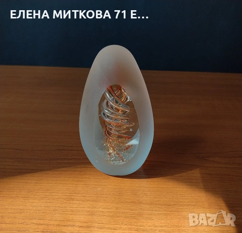 Декоративна статуетка яйце от художествено стъкло тип Мурано, снимка 6 - Декорация за дома - 55138425