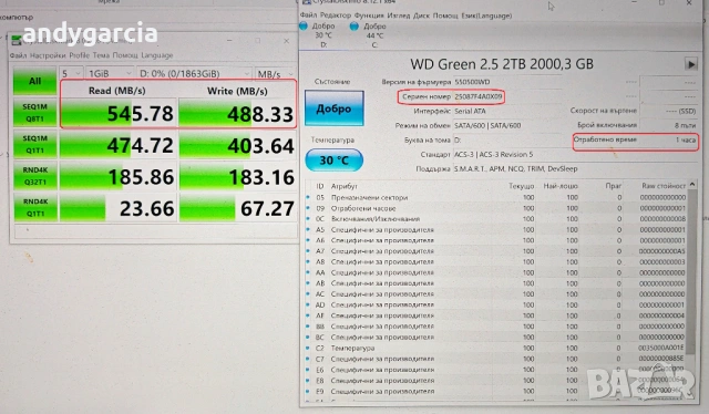 ЧИСТО НОВ 2TB SSD WD  Green by SanDisk SATA III  2.5" , WDS200T5G0A SSD диск за лаптоп или настолен, снимка 3 - Твърди дискове - 54321382