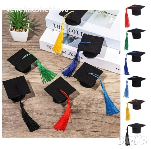 Мини абитуриентска шапка филц за декорация на торта бутилки парти 