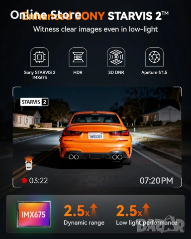 Видеорегистратор 2.5K + 1080P – предна и задна камера, 60FPS, WiFi, GPS, снимка 2 - Аксесоари и консумативи - 54169966
