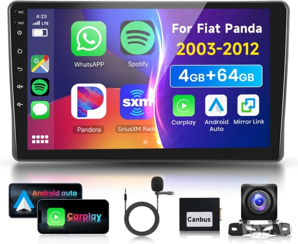Андроид Мултимеди за Fiat Panda, Навигация, Carplay Android Auto, Фиат Панда, радип, плеър 2003-2012, снимка 7 - Аксесоари и консумативи - 54727168