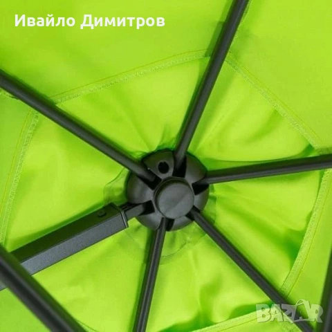 Градински чадър с push-up система 2,70 м - зелен, снимка 5 - Градински мебели, декорация  - 54331470