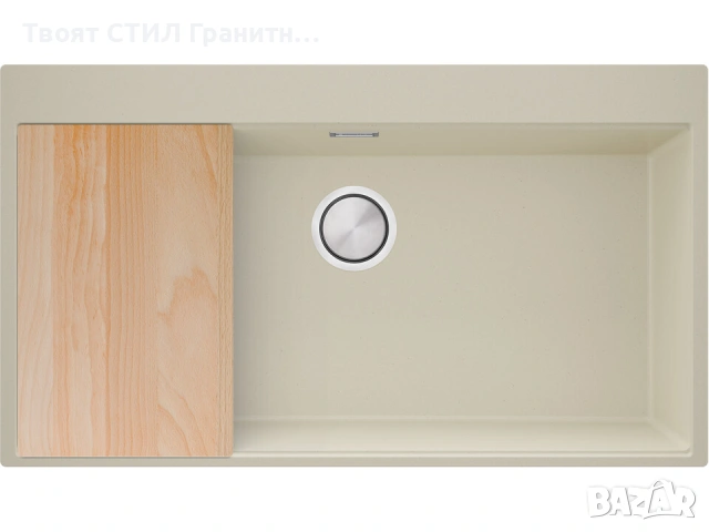 Бежова кухненска гранитна мивка Осло 90 XXL Top 880 x 500 мм