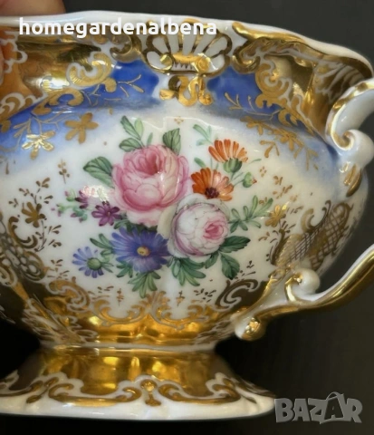 Антикварна порцеланова чаша с чинийка — ръчна живопис — KPM Berlin — около 1840 г., снимка 9 - Колекции - 54233908