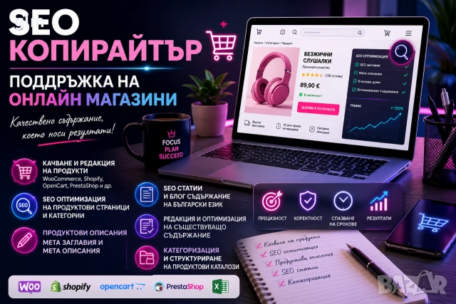 SEO копирайтър | Качване и поддръжка на продукти в онлайн магазини, снимка 2 - Друго - 55042750