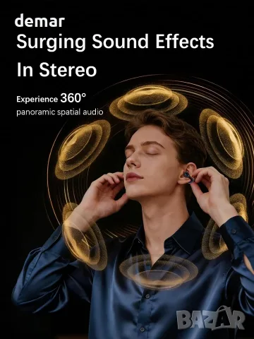 ESSONIO Open Ear (отворено ухо) Bluetooth безжични италиански слушалки Clip-On с Bluetooth 6.0 и AI , снимка 3 - Безжични слушалки - 55509653