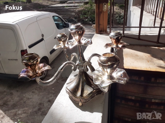 Страхотен модерен и изящен посребрен свещник, снимка 6 - Антикварни и старинни предмети - 54230495