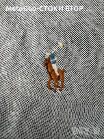 Оригинална мъжка риза Polo Ralph Lauren – Oxford Shirt, Сив меланж, снимка 4 - Ризи - 54425605