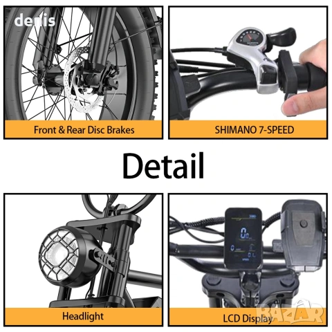 Електрически Велосипед Heeader BK20 (750W, 48V 20Ah) – Fat Bike , снимка 4 - Велосипеди - 55263092