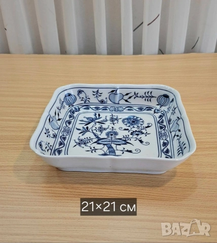 Порцеланови плата и купи с декор Син Лук, снимка 4 - Чинии - 54466161