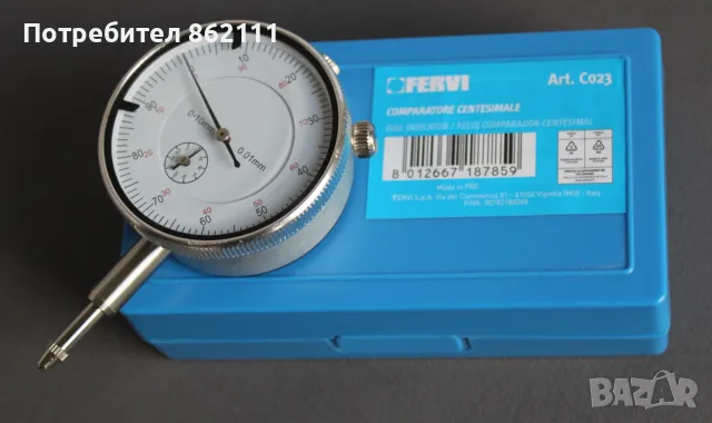 Индикаторен часовник Fervi C023/N - 0-25 mm, 0.01 mm, снимка 3 - Измервателни инструменти - 55674311