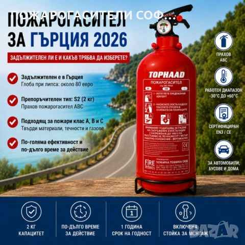 Пожарогасител 2 кг АВС - наличен