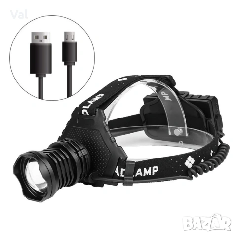 Подвижeн фенер за глава с USB презареждане 1000Lumens XHP 70 - FL62, снимка 3 - Други инструменти - 54811214