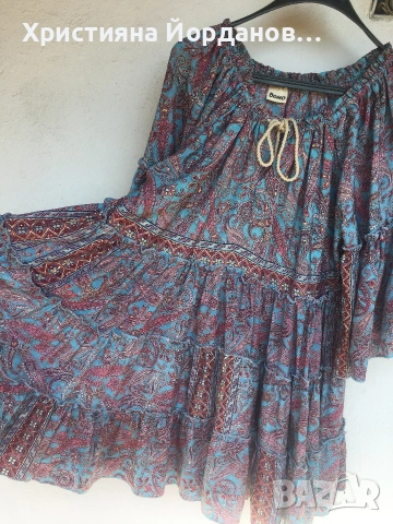 Лятна копринена рокля бохо стил, снимка 5 - Рокли - 54326277