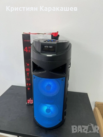 Bluetooth Тонколона KTS-1091, 2*4инча, снимка 4 - Bluetooth тонколони - 54276236