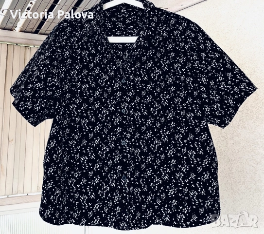 Маркова японска риза UNIQLO с милфльор принт, размер XL, снимка 5 - Ризи - 54647206