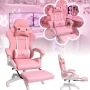 Ергономичен розов геймърски стол с поставка за крака - регулируема облегалка и 2 възглавници , снимка 5