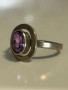 Прекрасен старинен съветски сребърен пръстен с естествен камък аметист , снимка 4