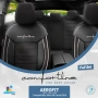 Луксозна тапицерия OTOM текстил с еко кожа COMFORT LINE Design – Черна с бял шев, снимка 3