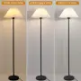 ZYDTRIP стилна подова LED лампа лампион с текстилен абажур и подови бутон (E27), 3000K/4000K/5000K, снимка 3