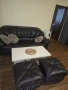 Диван разтегателен , еко кожа + две табуретки, снимка 2