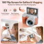 Нов 5K цифров фотоапарат WiFi 180° екран 18X zoom 64GB карта камера за начинаещи, снимка 4
