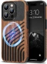 Магнитен калъф, съвместим с iPhone 15 Pro Case Wood Grain дизайн дървесна и кожена текстура MagSafe, снимка 1