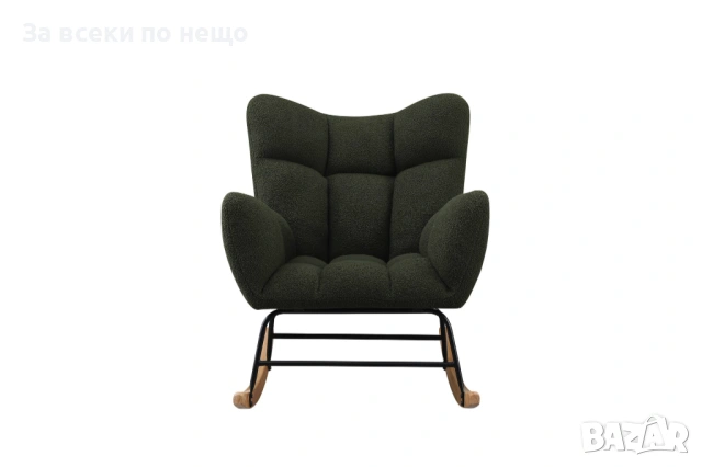 Люлеещ фотьойл STIV тъмно зелено/натурално/черно Код P2251, снимка 2 - Дивани и мека мебел - 54241556