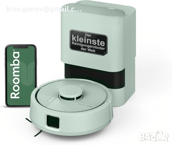 iRobot Roomba Mini робот прахосмукачка и моп + AutoEmpty Dock, цвят Mint