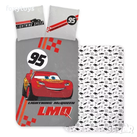 Детски спален комплект от 2 части Disney Cars Maqueen, Светкавицата Макуин, за кошарa/малко легло